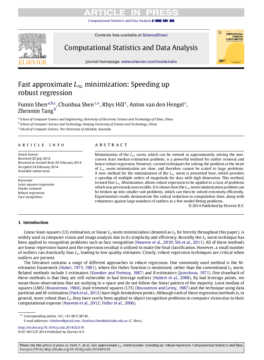 Fast approximate Lâ minimization: Speeding up robust regression