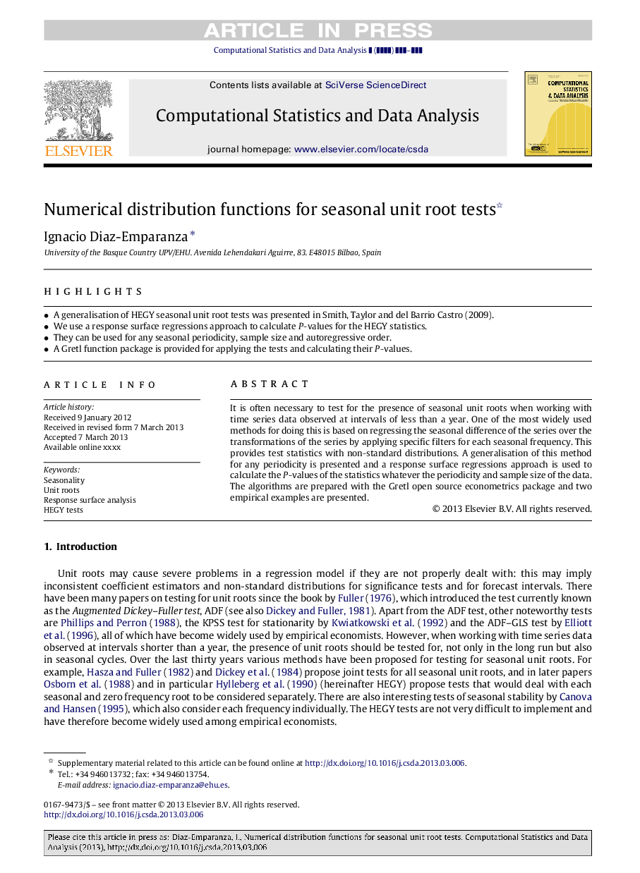 Numerical distribution functions for seasonal unit root tests