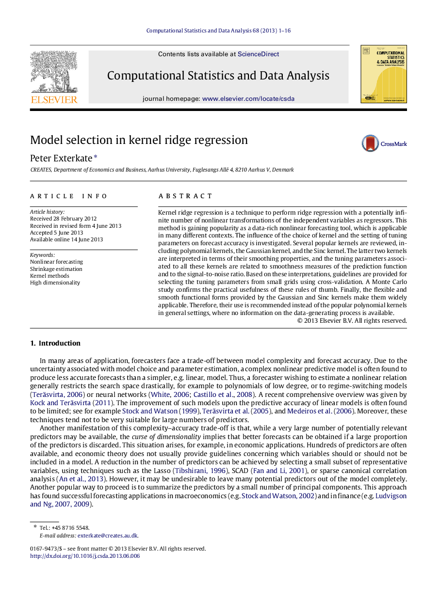 Model selection in kernel ridge regression