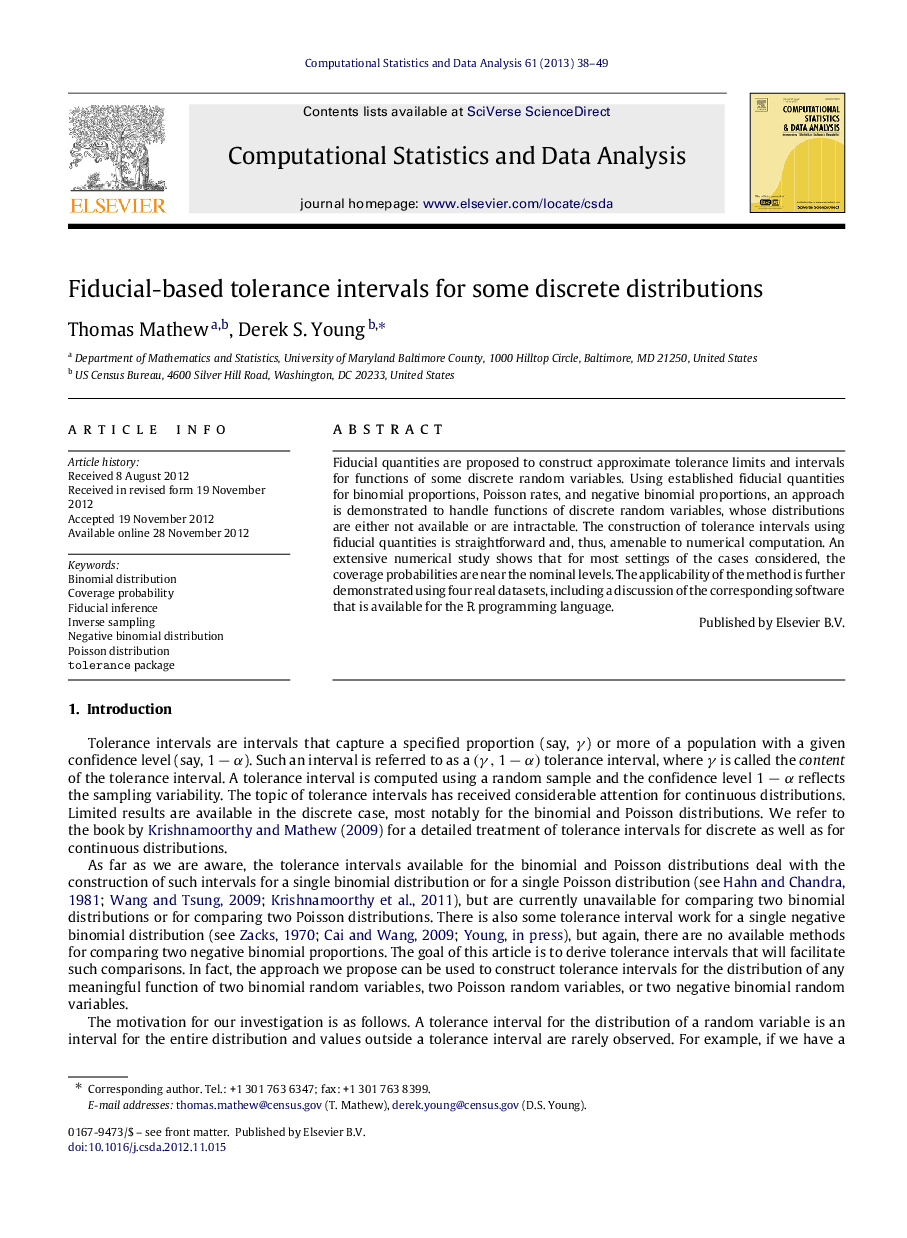 Fiducial-based tolerance intervals for some discrete distributions