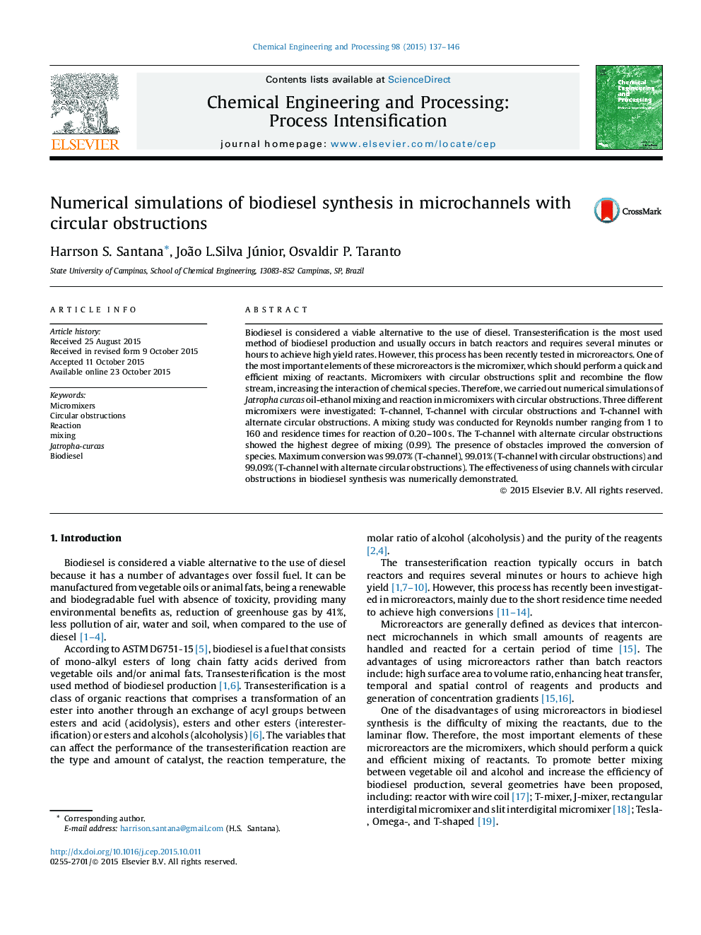 Numerical simulations of biodiesel synthesis in microchannels with circular obstructions