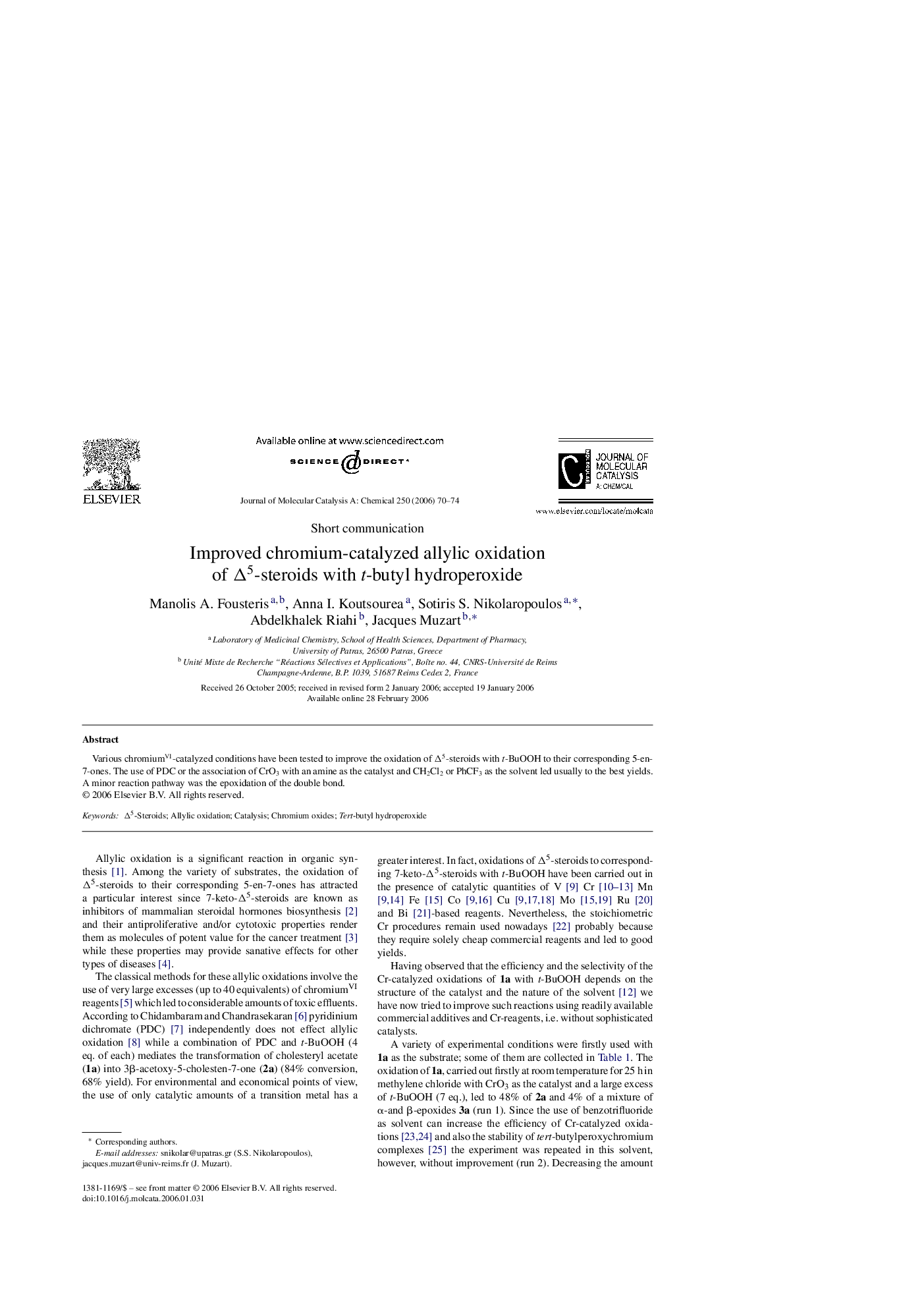 Improved chromium-catalyzed allylic oxidation of Δ5-steroids with t-butyl hydroperoxide