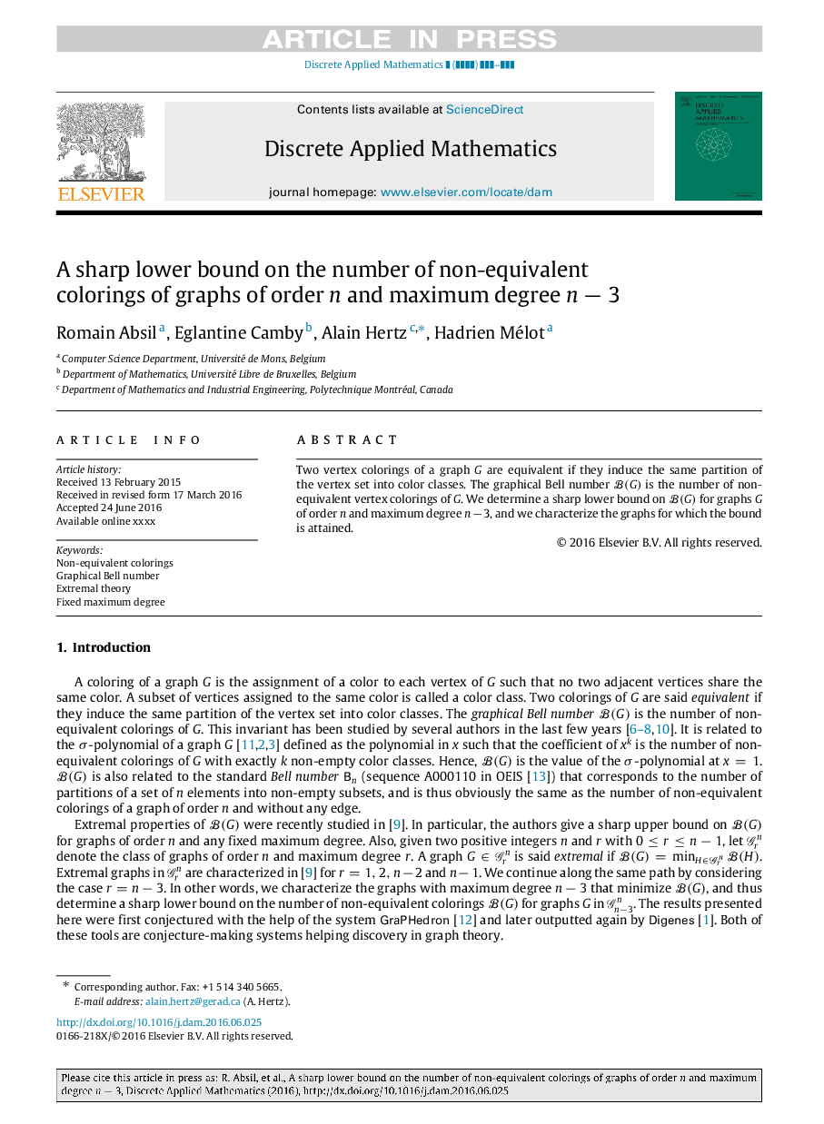 A sharp lower bound on the number of non-equivalent colorings of graphs of order n and maximum degree nâ3