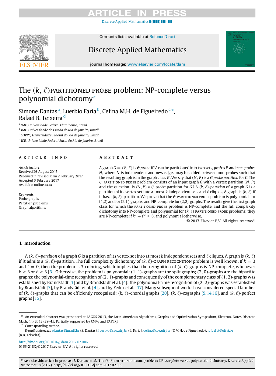 The (k,â)partitioned probe problem: NP-complete versus polynomial dichotomy