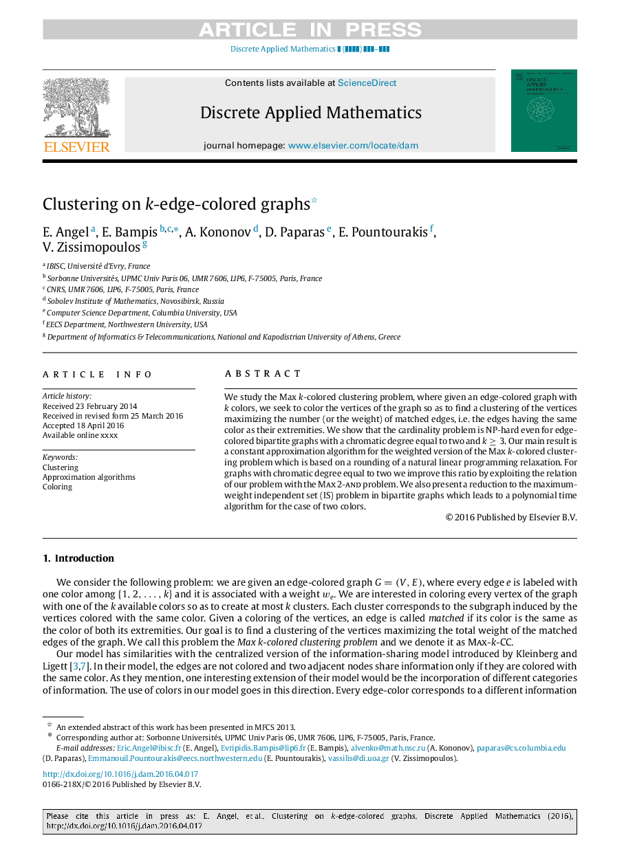 Clustering on k-edge-colored graphs