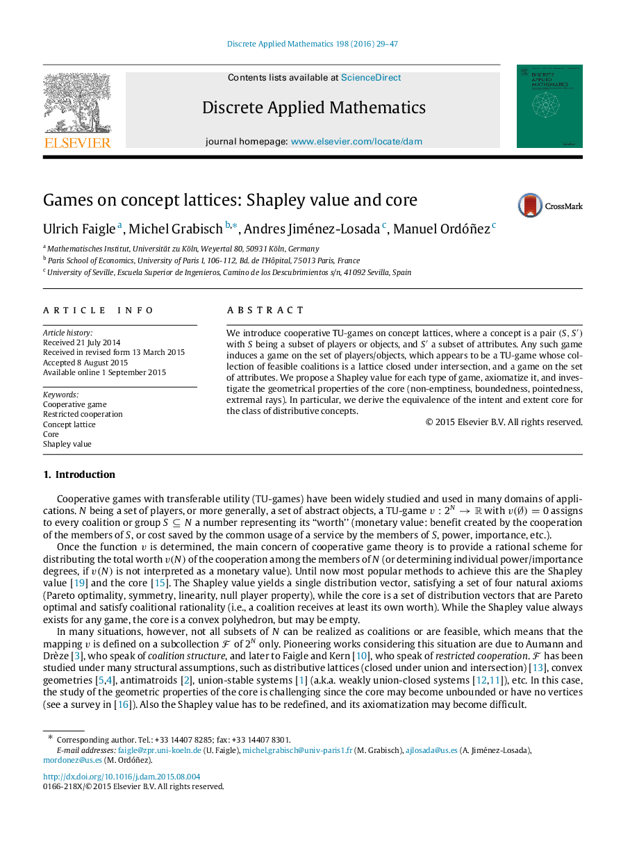 Games on concept lattices: Shapley value and core