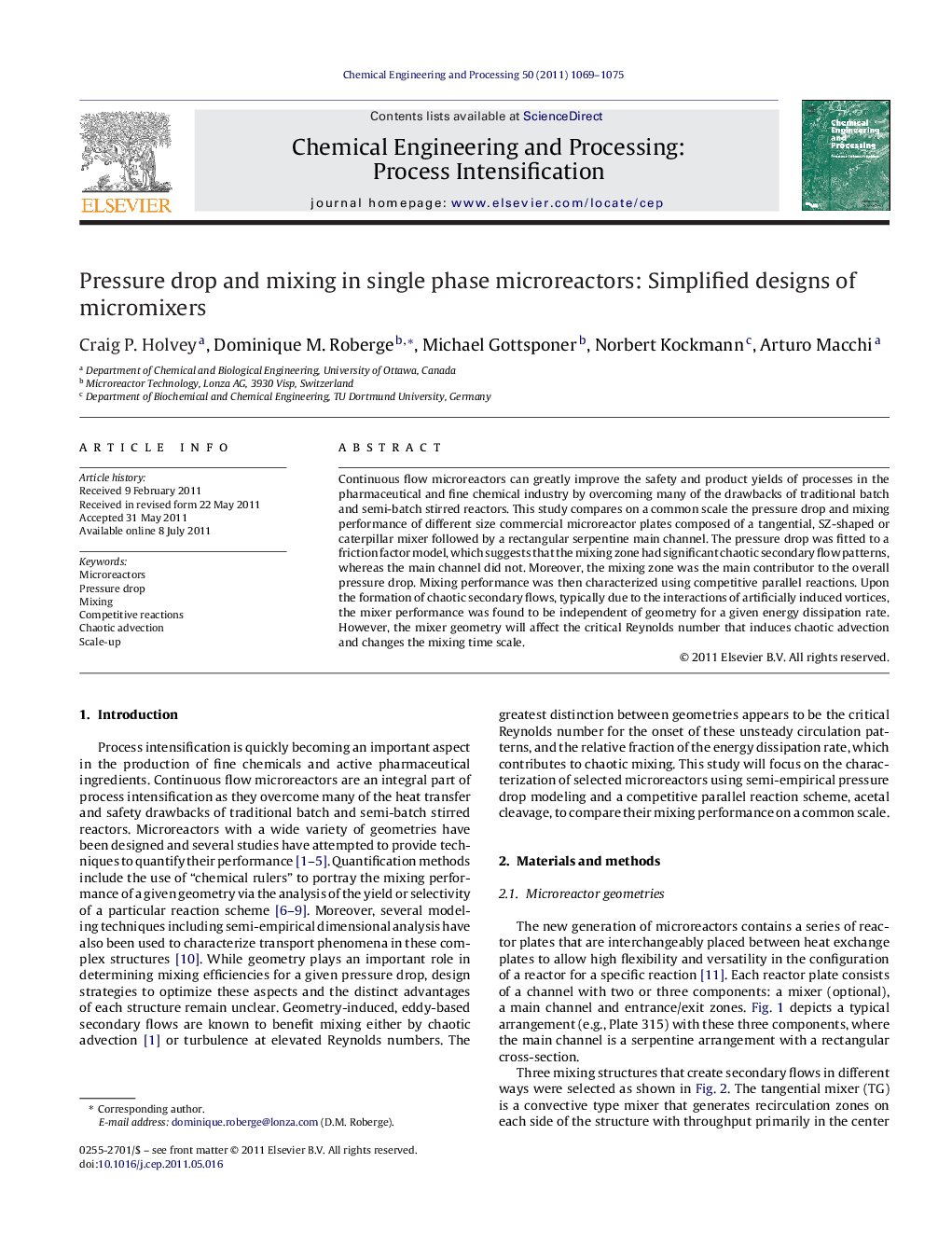 Pressure drop and mixing in single phase microreactors: Simplified designs of micromixers