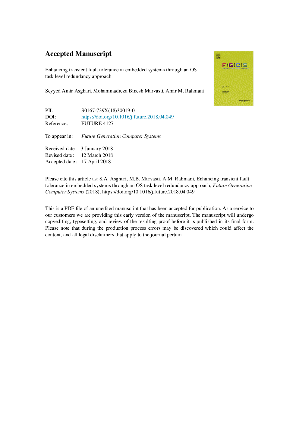 Enhancing transient fault tolerance in embedded systems through an OS task level redundancy approach