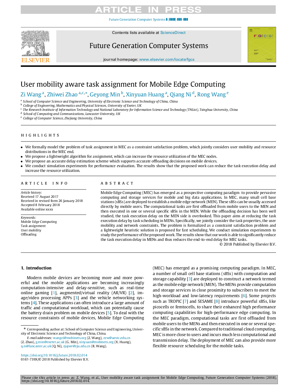 User mobility aware task assignment for Mobile Edge Computing