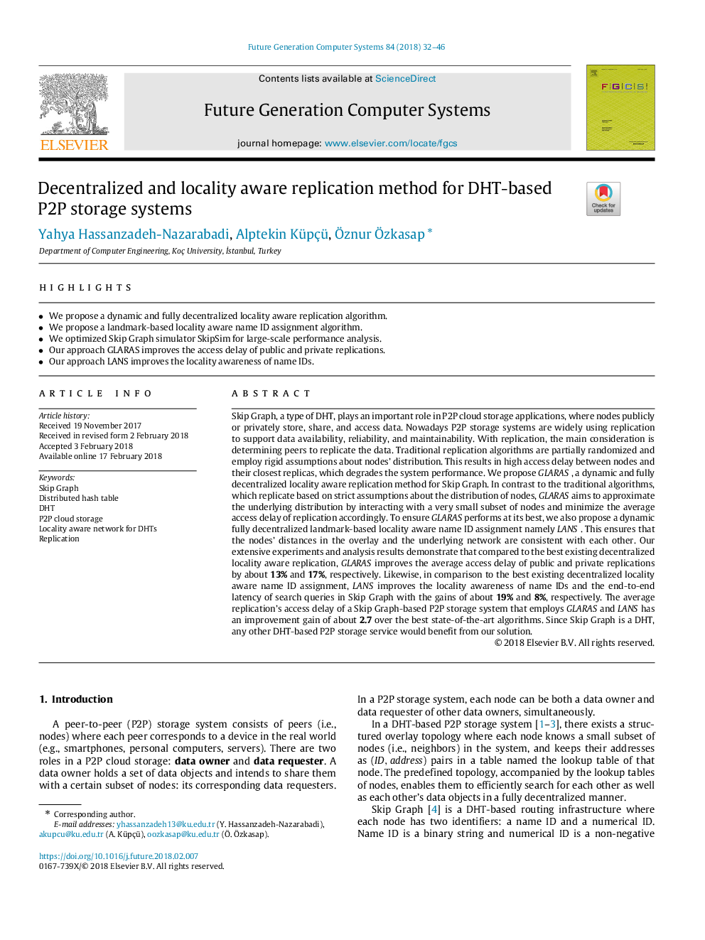 Decentralized and locality aware replication method for DHT-based P2P storage systems