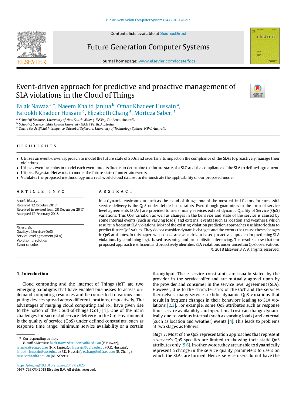 Event-driven approach for predictive and proactive management of SLA violations in the Cloud of Things