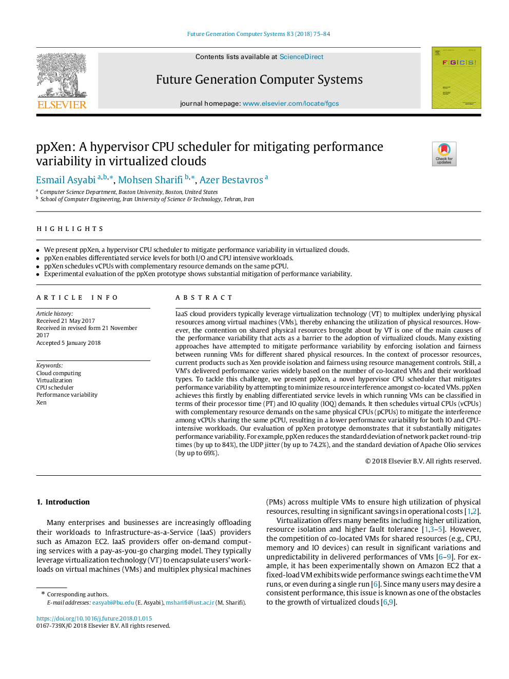 ppXen: A hypervisor CPU scheduler for mitigating performance variability in virtualized clouds