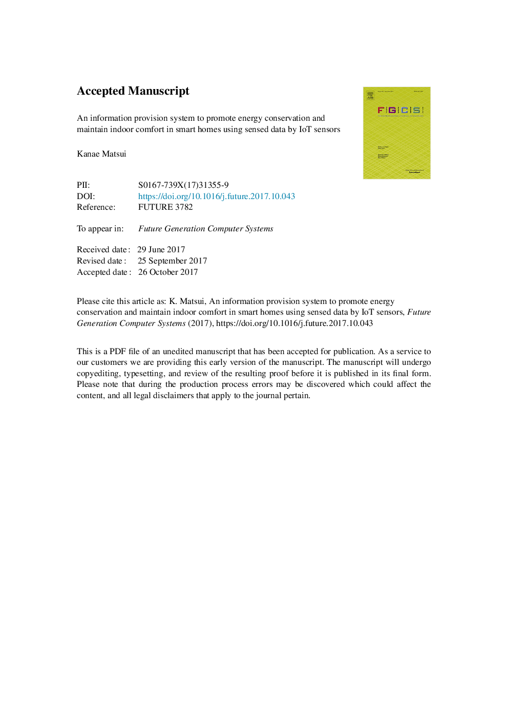 An information provision system to promote energy conservation and maintain indoor comfort in smart homes using sensed data by IoT sensors