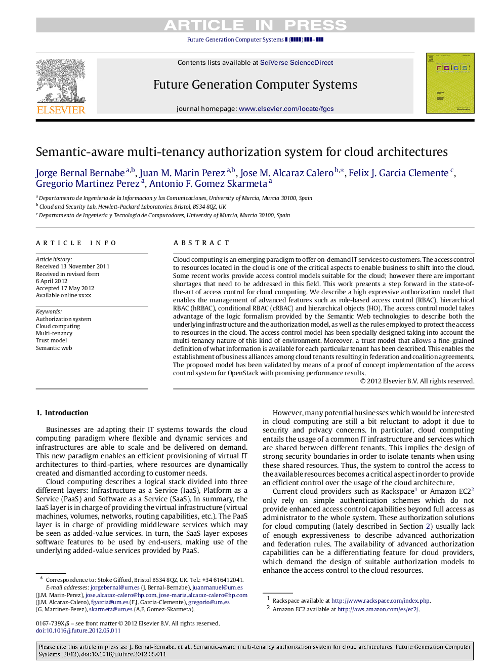 Semantic-aware multi-tenancy authorization system for cloud architectures