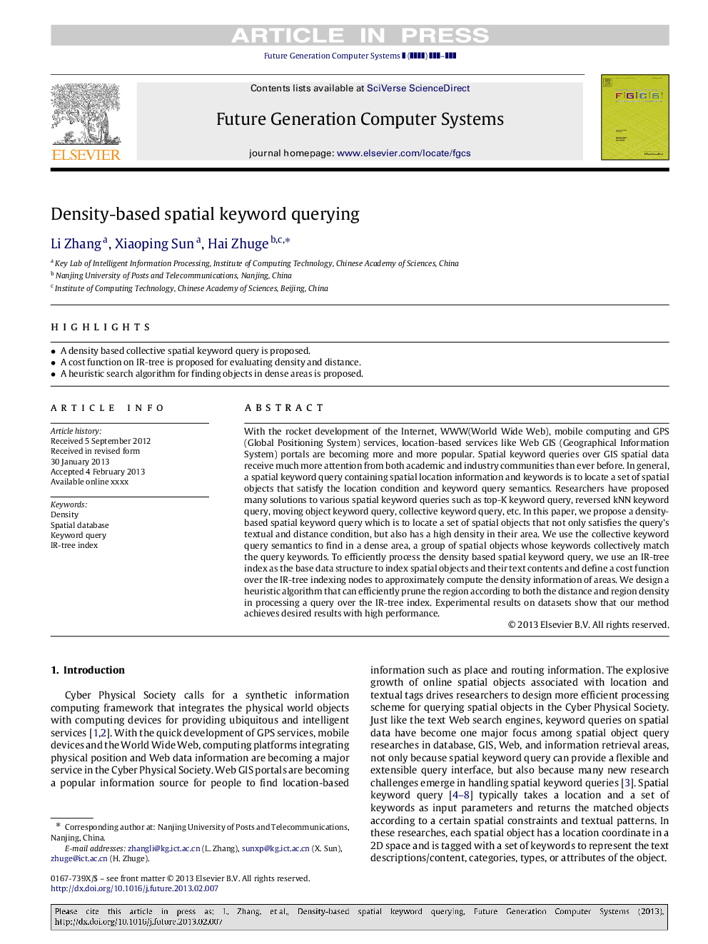 Density-based spatial keyword querying