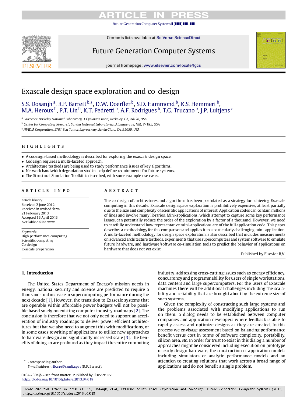 Exascale design space exploration and co-design