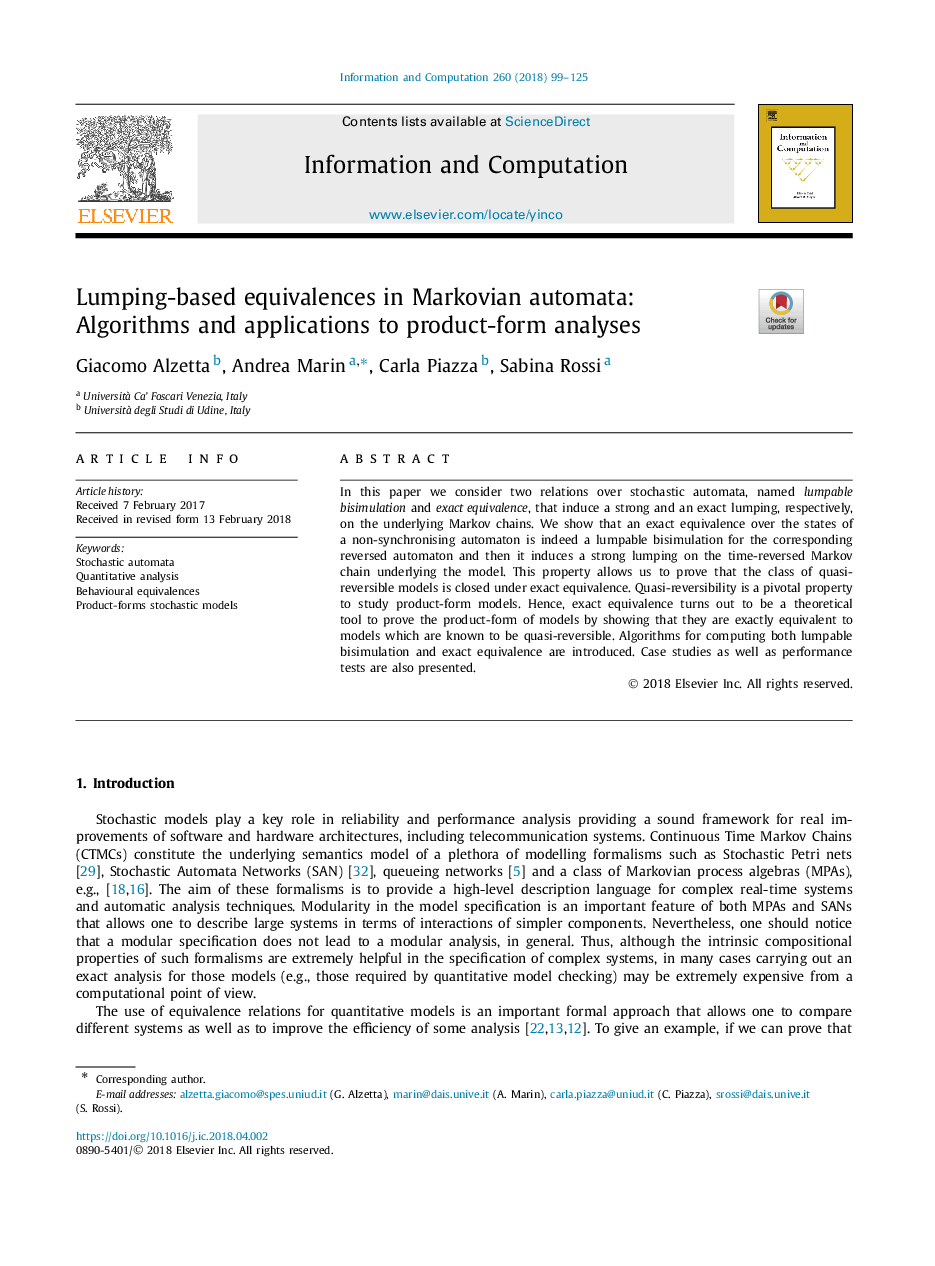 Lumping-based equivalences in Markovian automata: Algorithms and applications to product-form analyses