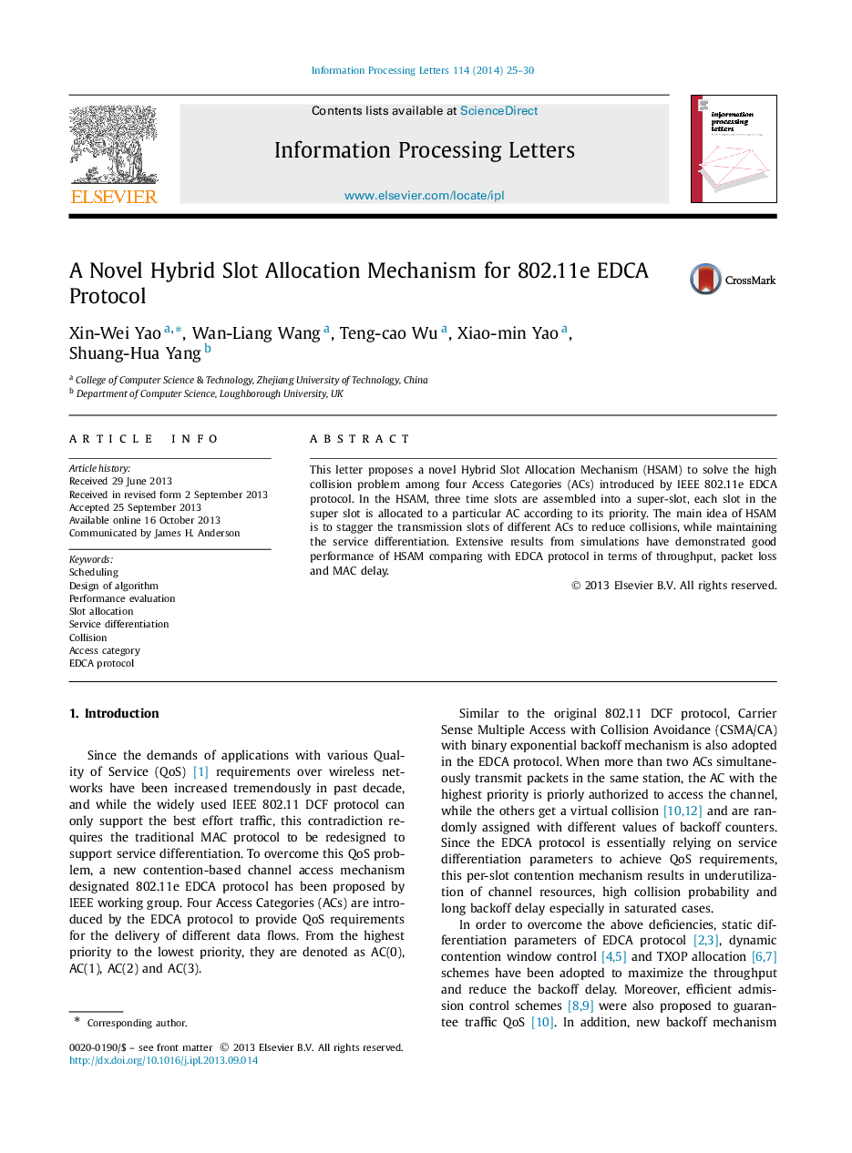 A Novel Hybrid Slot Allocation Mechanism for 802.11e EDCA Protocol