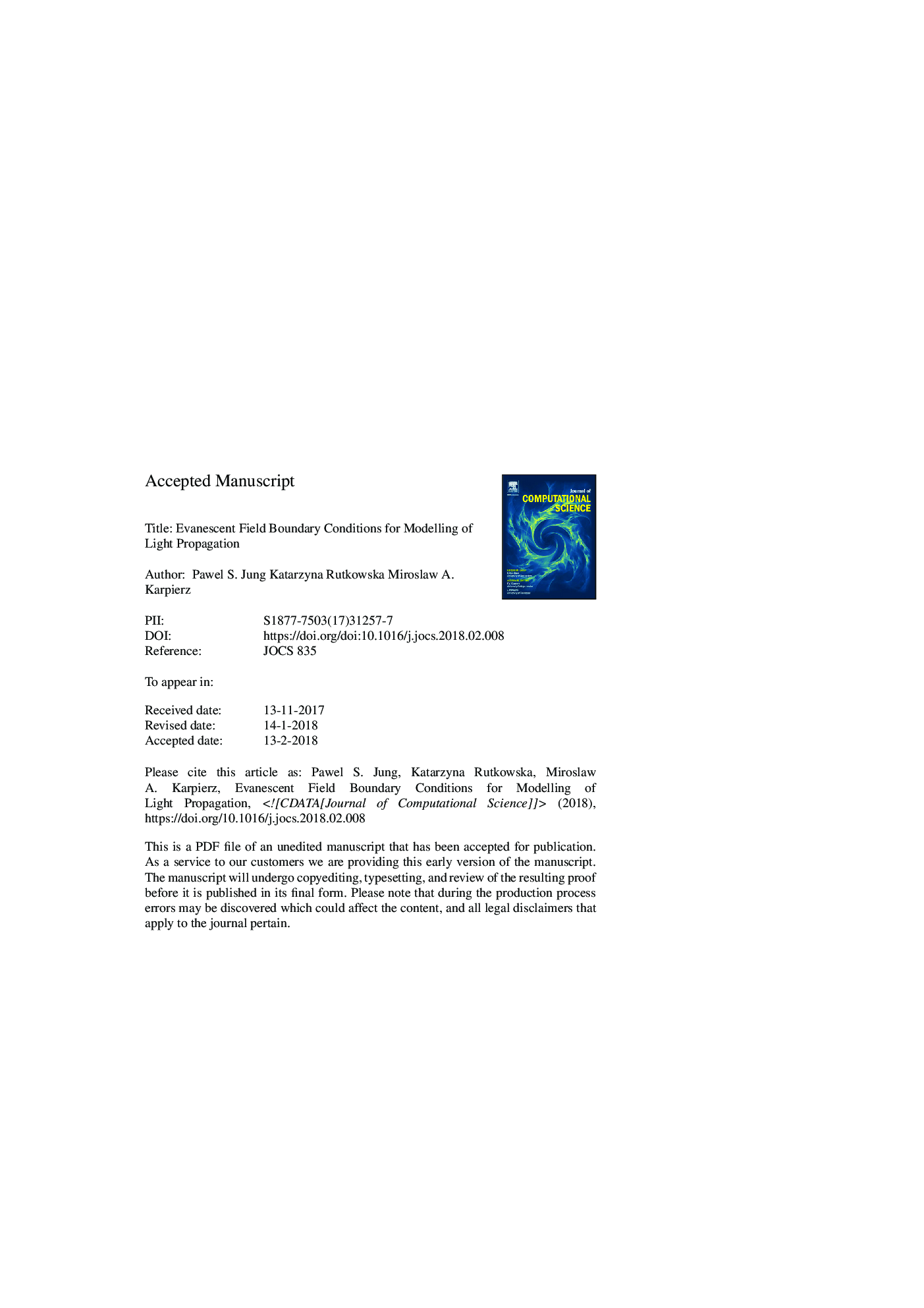 Evanescent field boundary conditions for modelling of light propagation