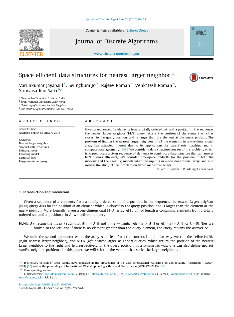 Space efficient data structures for nearest larger neighbor