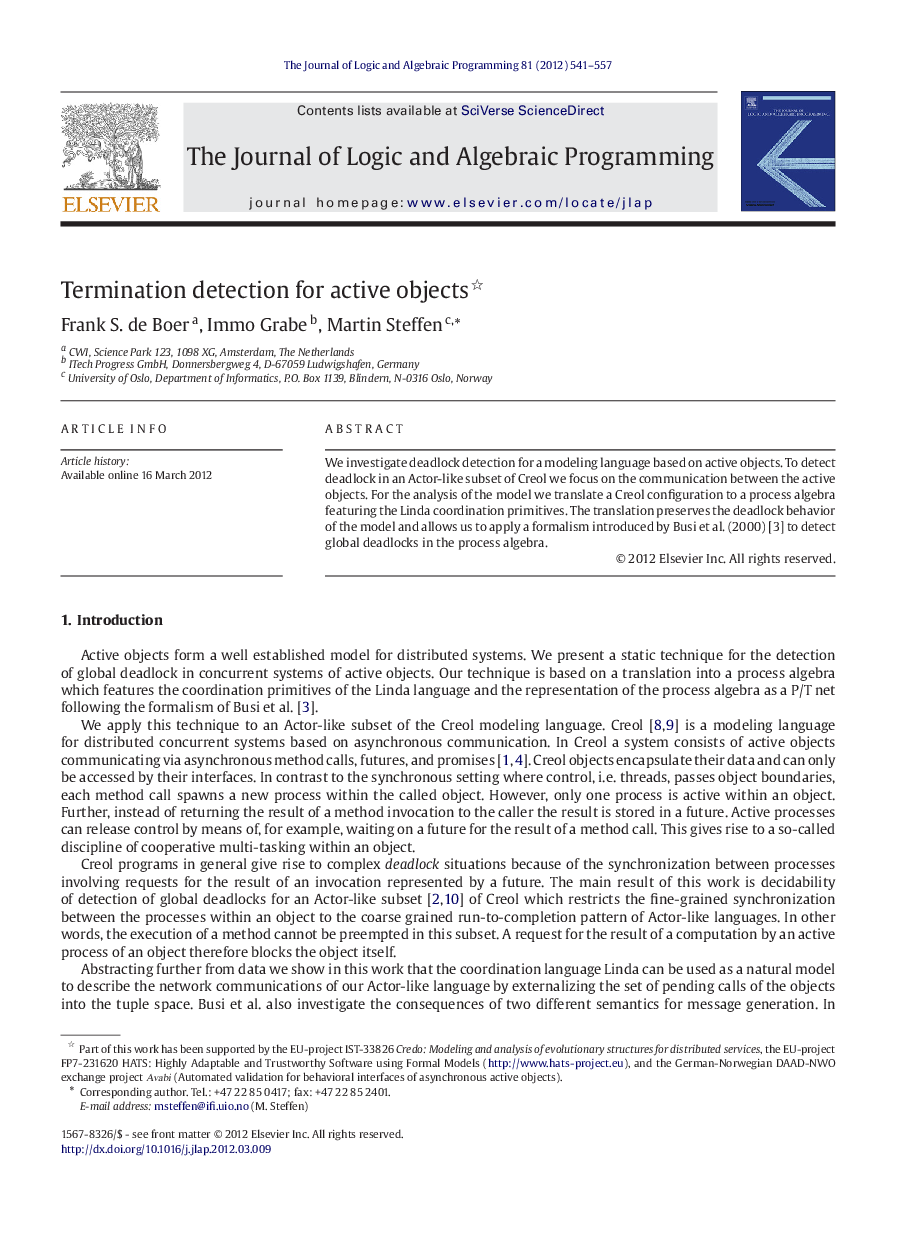 Termination detection for active objects