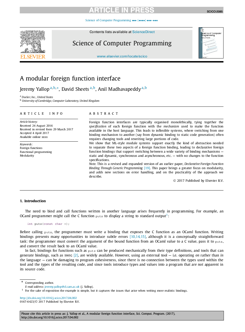 A modular foreign function interface