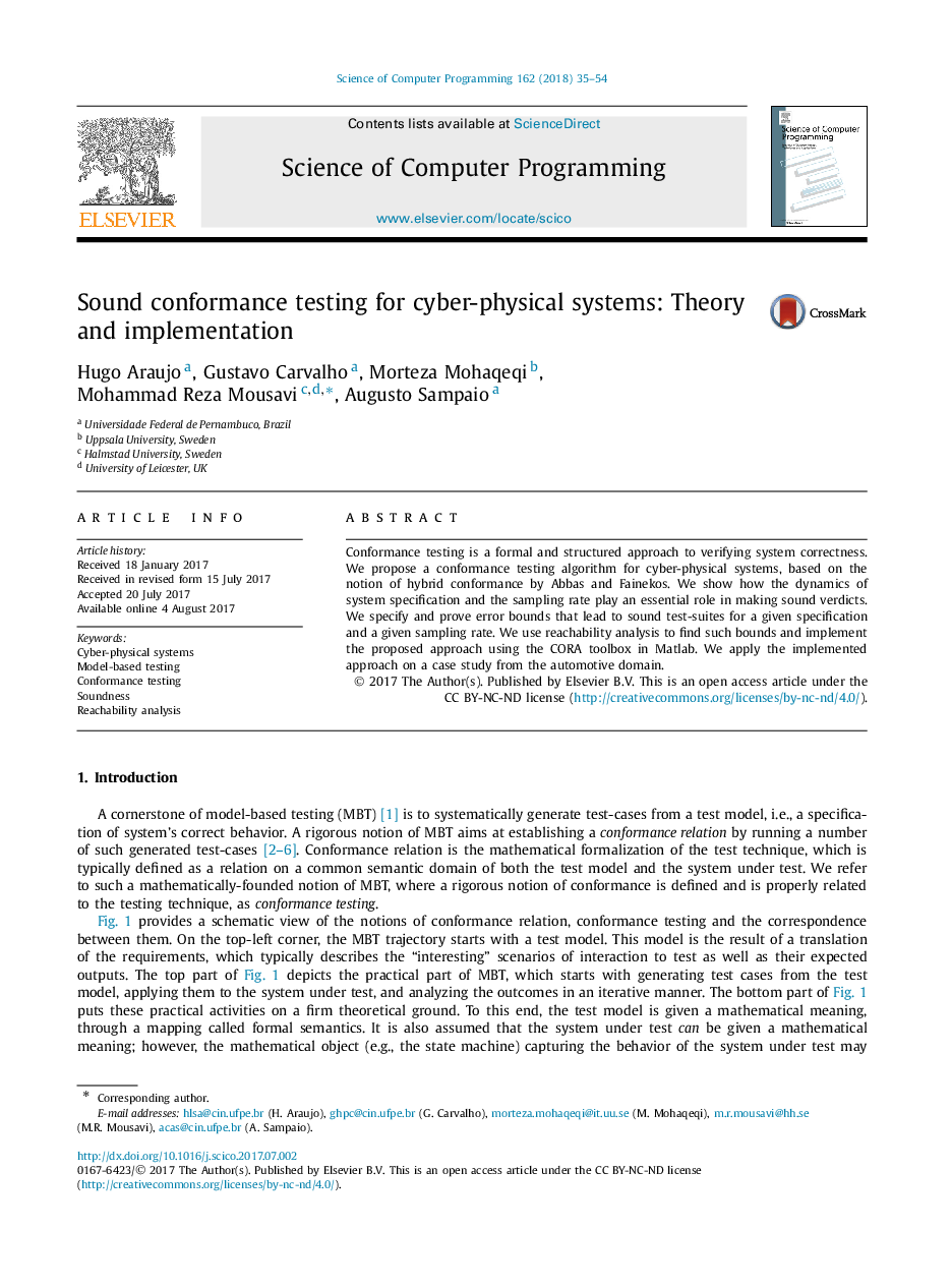 Sound conformance testing for cyber-physical systems: Theory and implementation