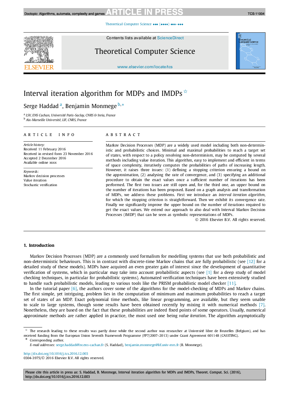 Interval iteration algorithm for MDPs and IMDPs