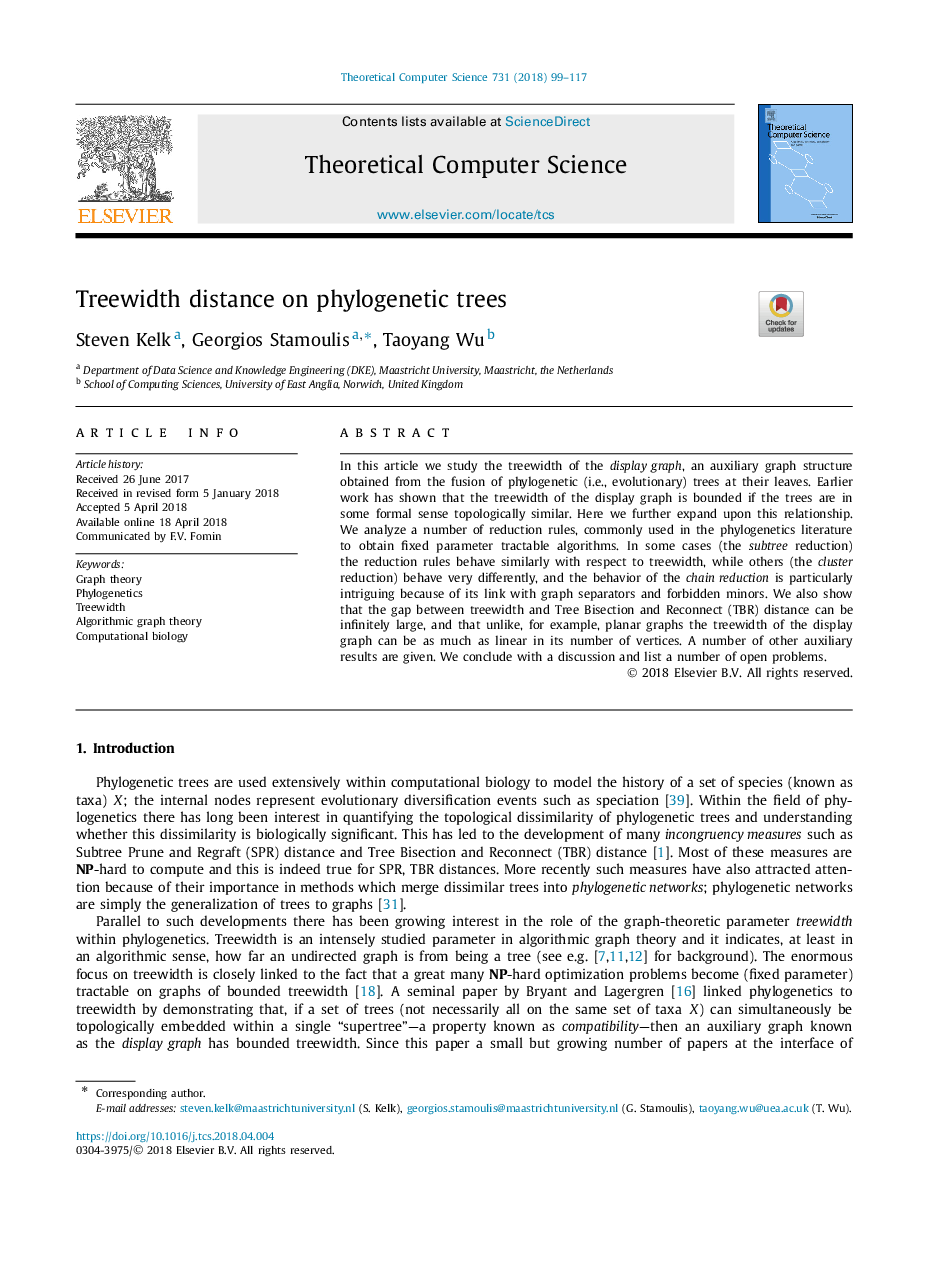 Treewidth distance on phylogenetic trees