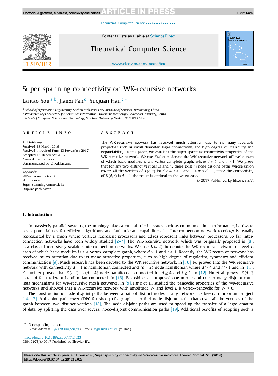 Super spanning connectivity on WK-recursive networks