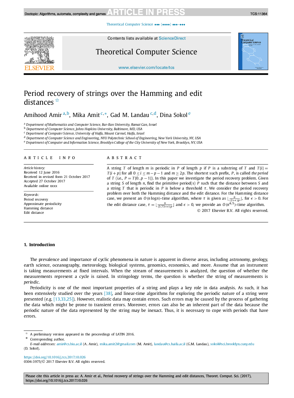 Period recovery of strings over the Hamming and edit distances