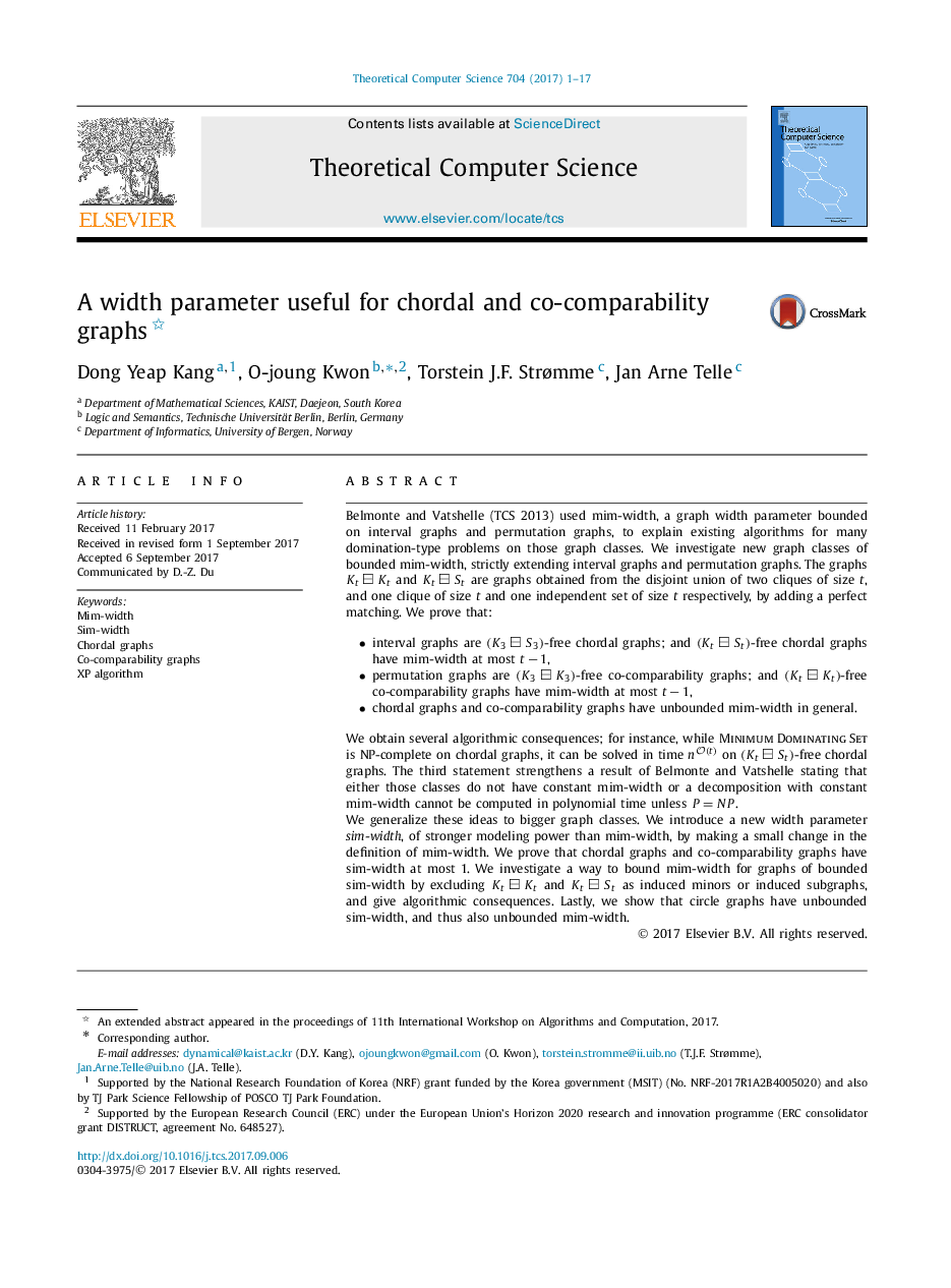 A width parameter useful for chordal and co-comparability graphs