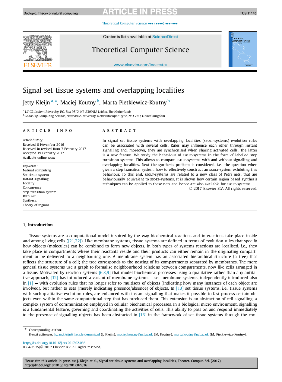 Signal set tissue systems and overlapping localities