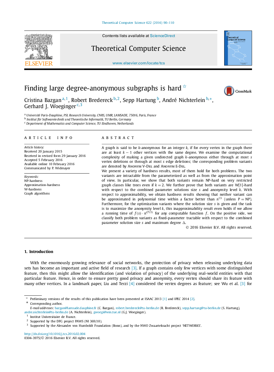 Finding large degree-anonymous subgraphs is hard