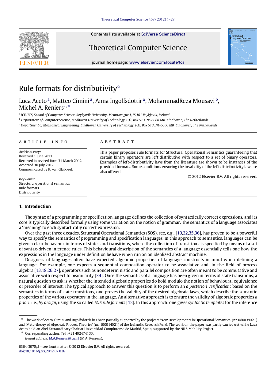 Rule formats for distributivity