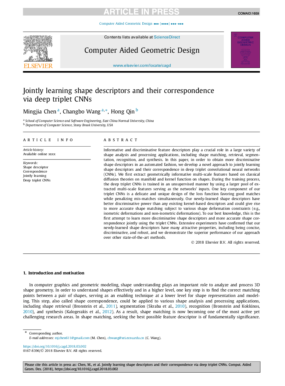 Jointly learning shape descriptors and their correspondence via deep triplet CNNs