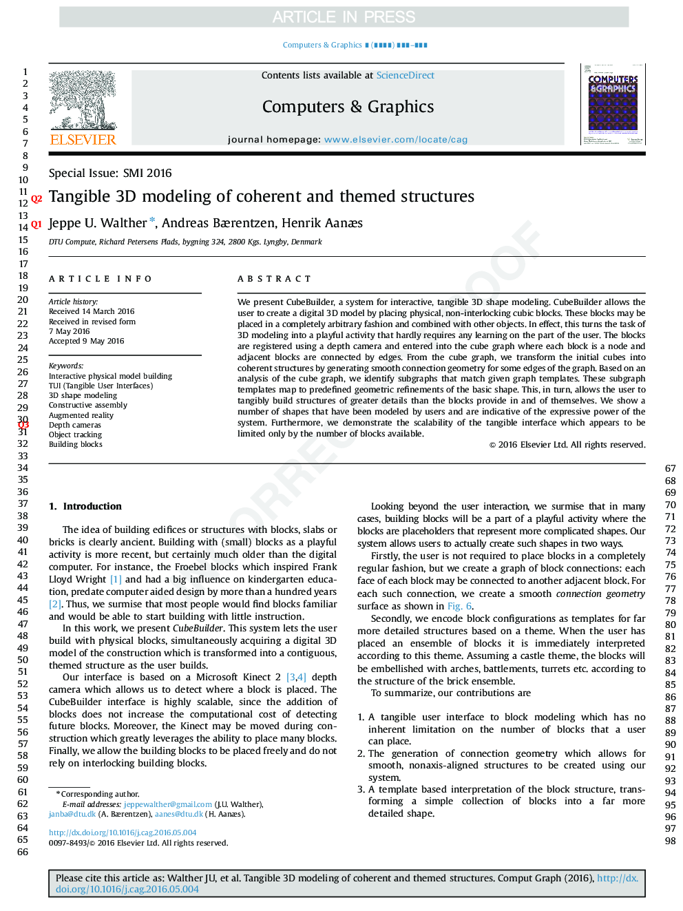 Tangible 3D modeling of coherent and themed structures