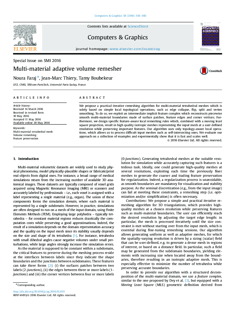 Multi-material adaptive volume remesher