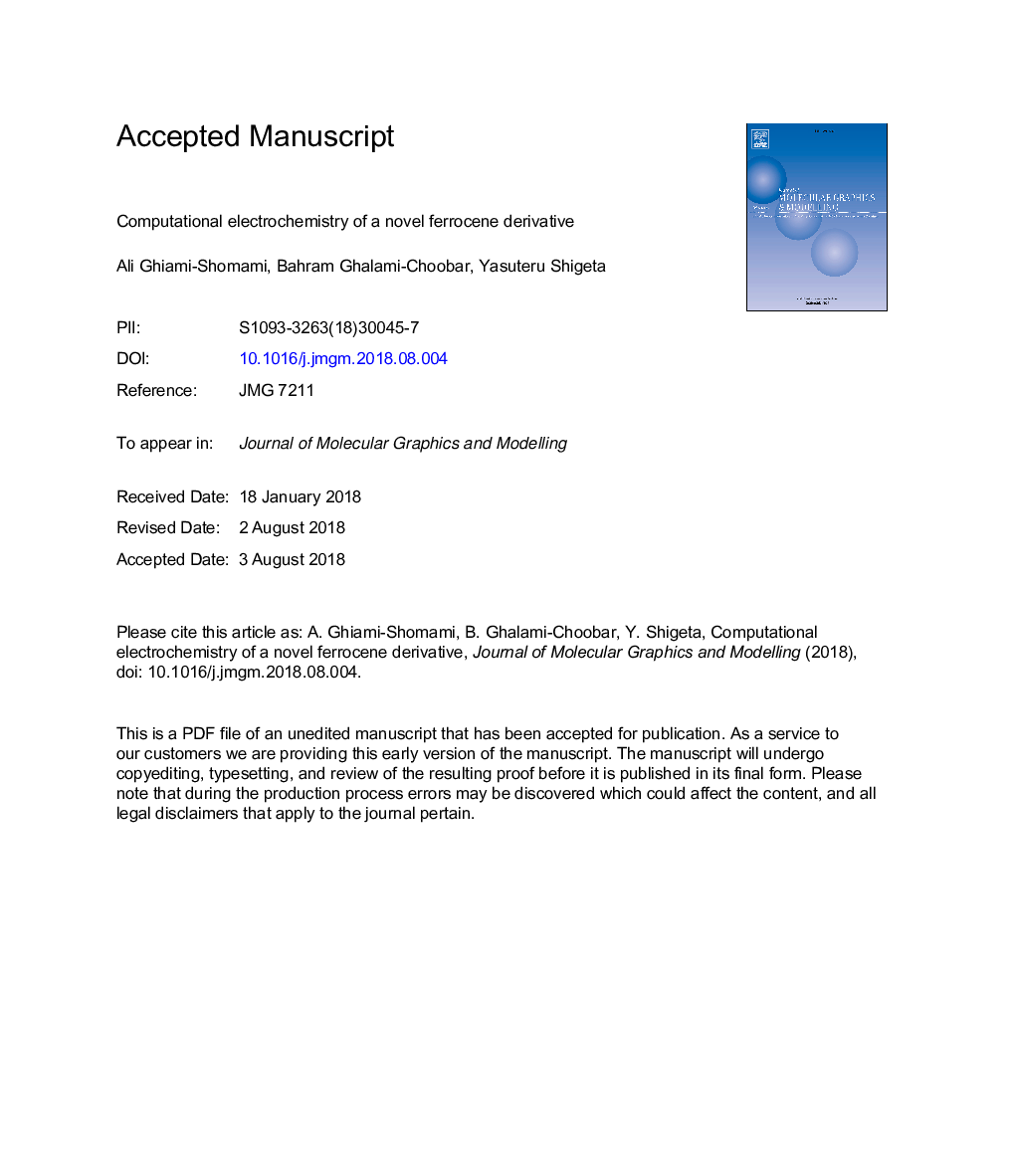 Computational electrochemistry of a novel ferrocene derivative