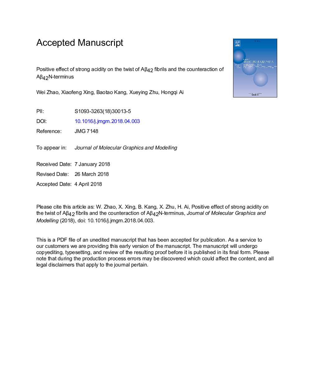 Positive effect of strong acidity on the twist of AÎ²42 fibrils and the counteraction of AÎ²42 N-terminus