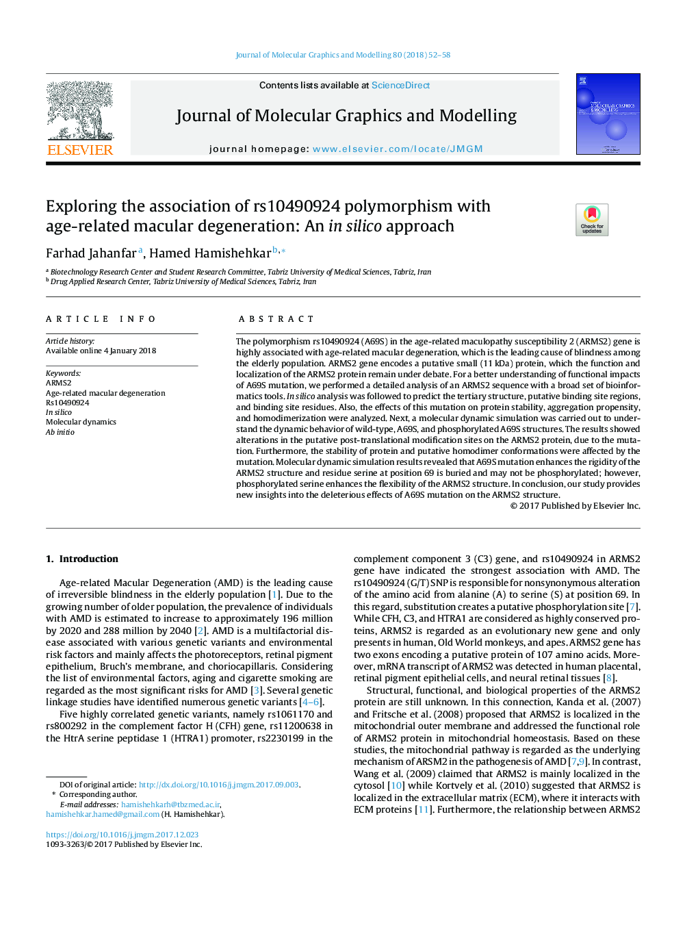 Exploring the association of rs10490924 polymorphism with age-related macular degeneration: An in silico approach