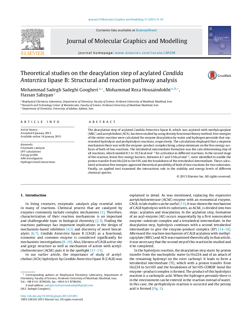 Theoretical studies on the deacylation step of acylated Candida Antarctica lipase B: Structural and reaction pathway analysis