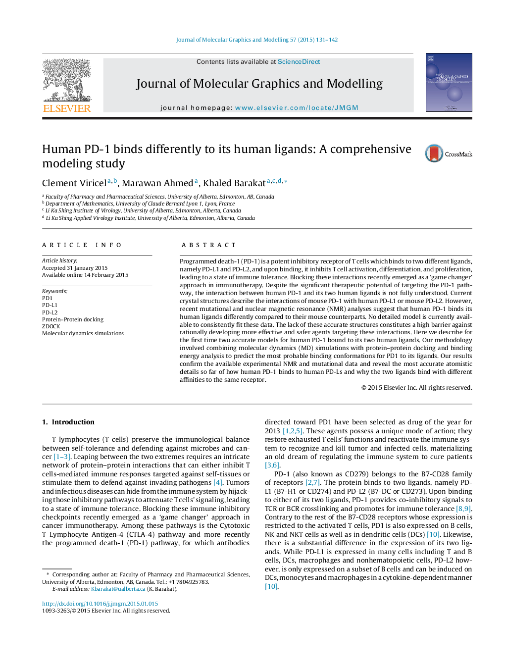 Human PD-1 binds differently to its human ligands: A comprehensive modeling study