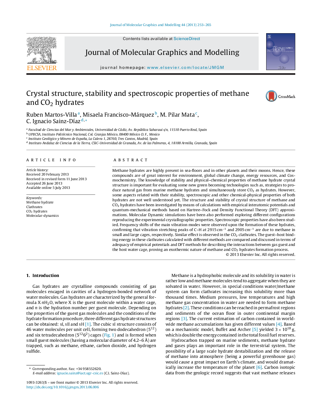 Crystal structure, stability and spectroscopic properties of methane and CO2 hydrates