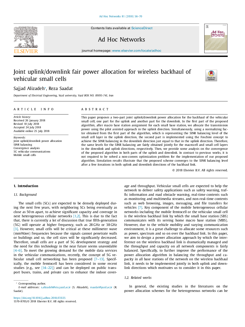 Joint uplink/downlink fair power allocation for wireless backhaul of vehicular small cells