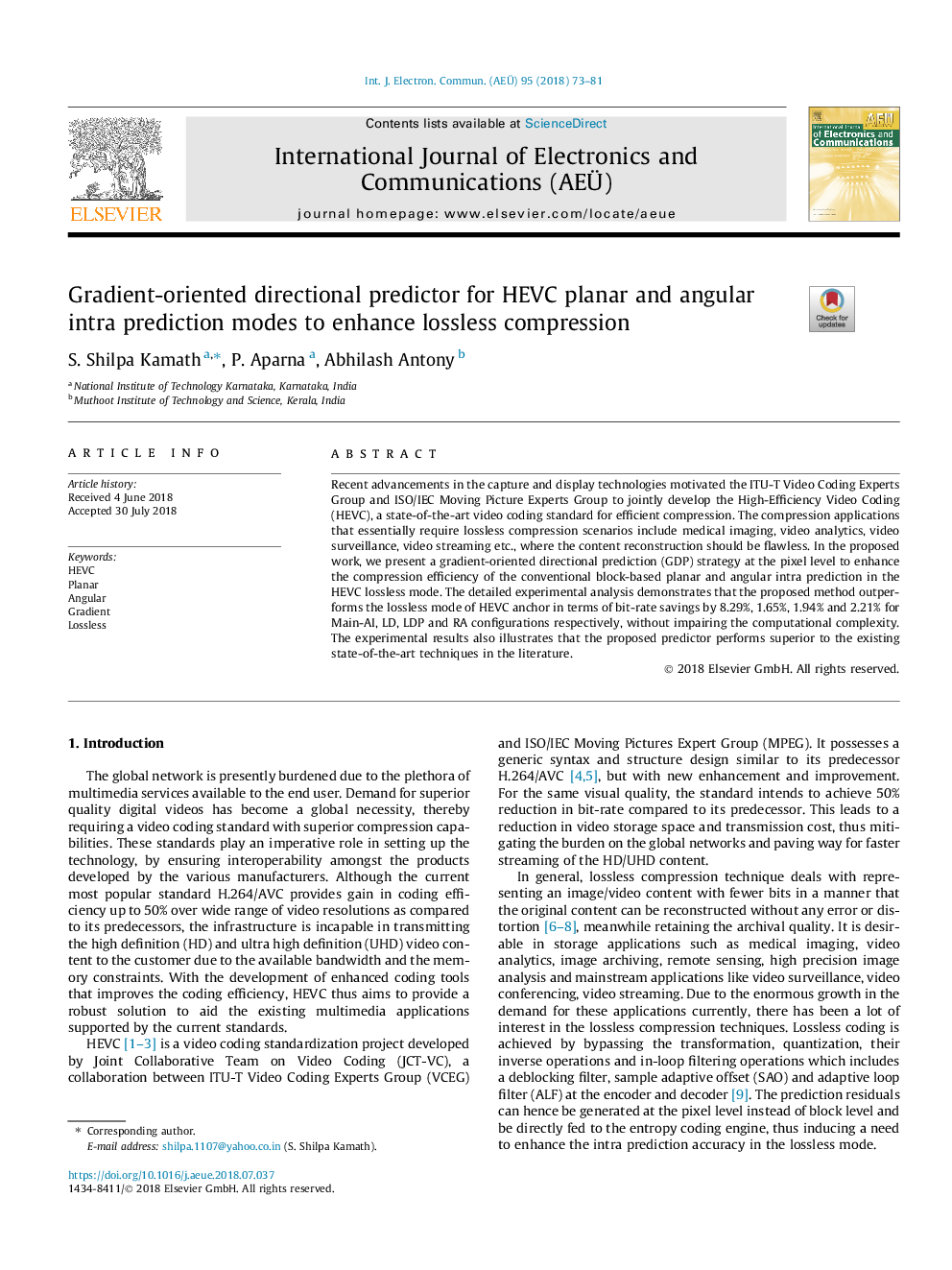 Gradient-oriented directional predictor for HEVC planar and angular intra prediction modes to enhance lossless compression