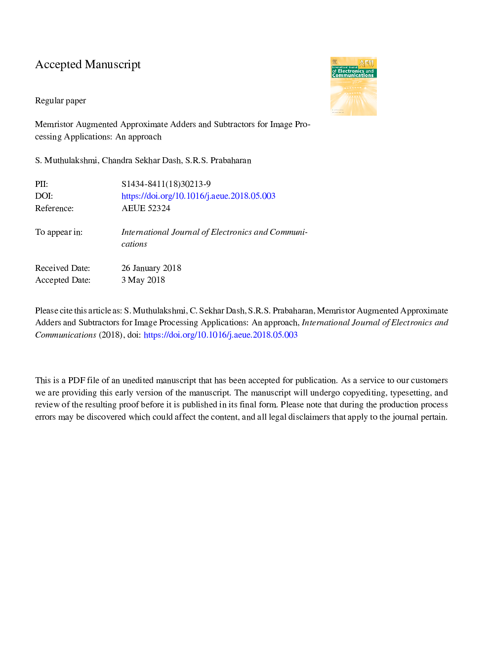 Memristor augmented approximate adders and subtractors for image processing applications: An approach