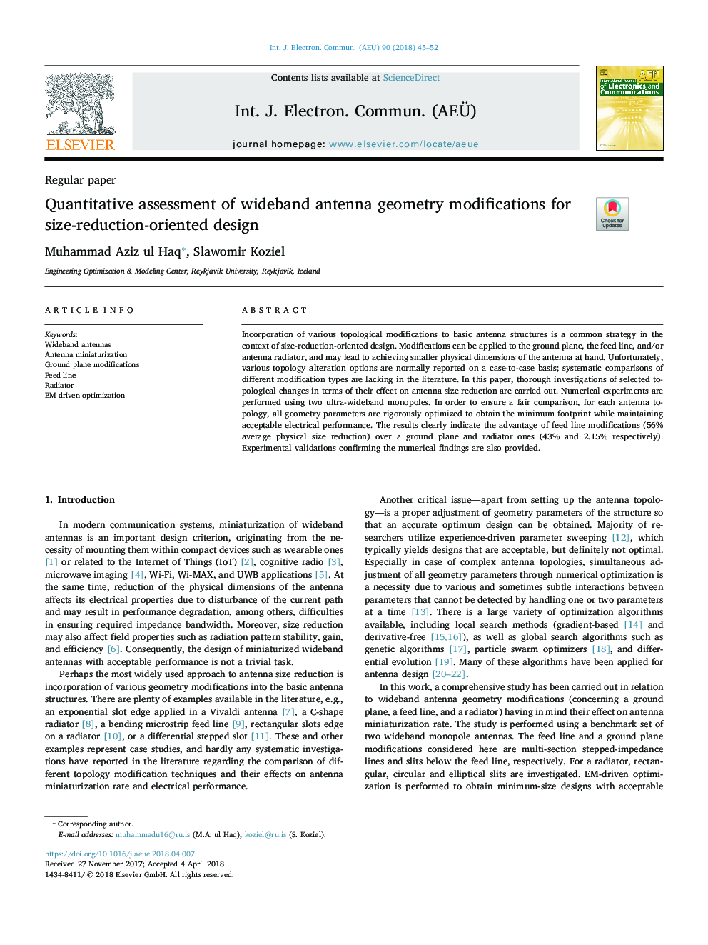 Quantitative assessment of wideband antenna geometry modifications for size-reduction-oriented design