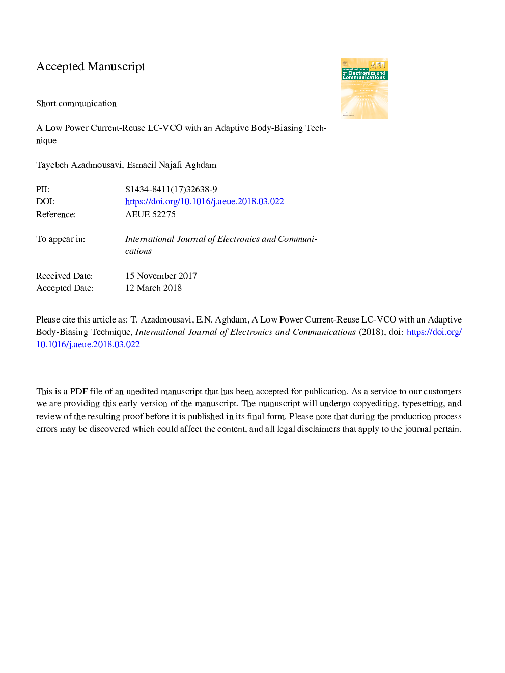 A low power current-reuse LC-VCO with an adaptive body-biasing technique