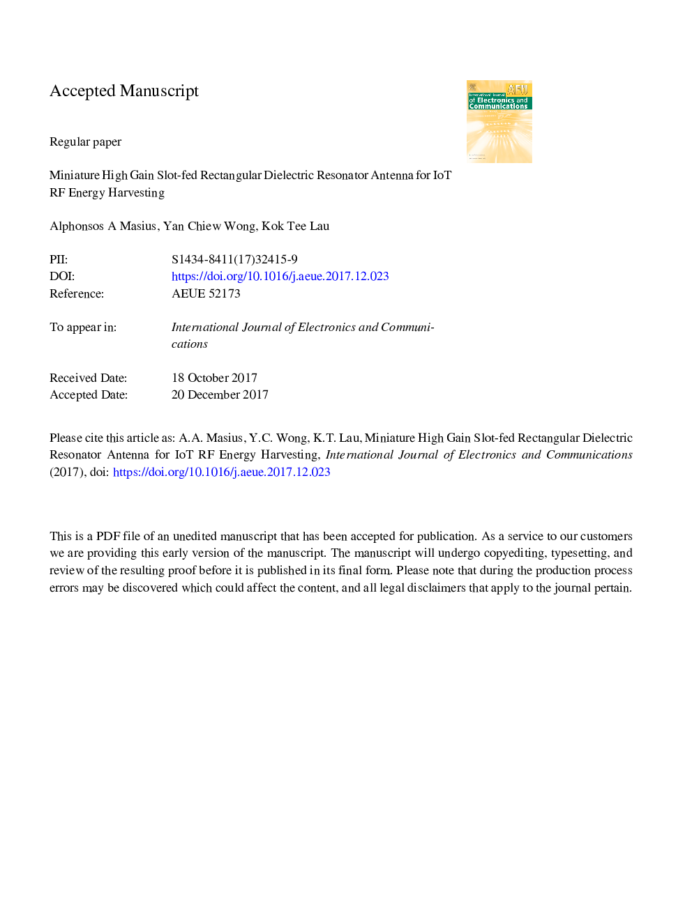 Miniature high gain slot-fed rectangular dielectric resonator antenna for IoT RF energy harvesting